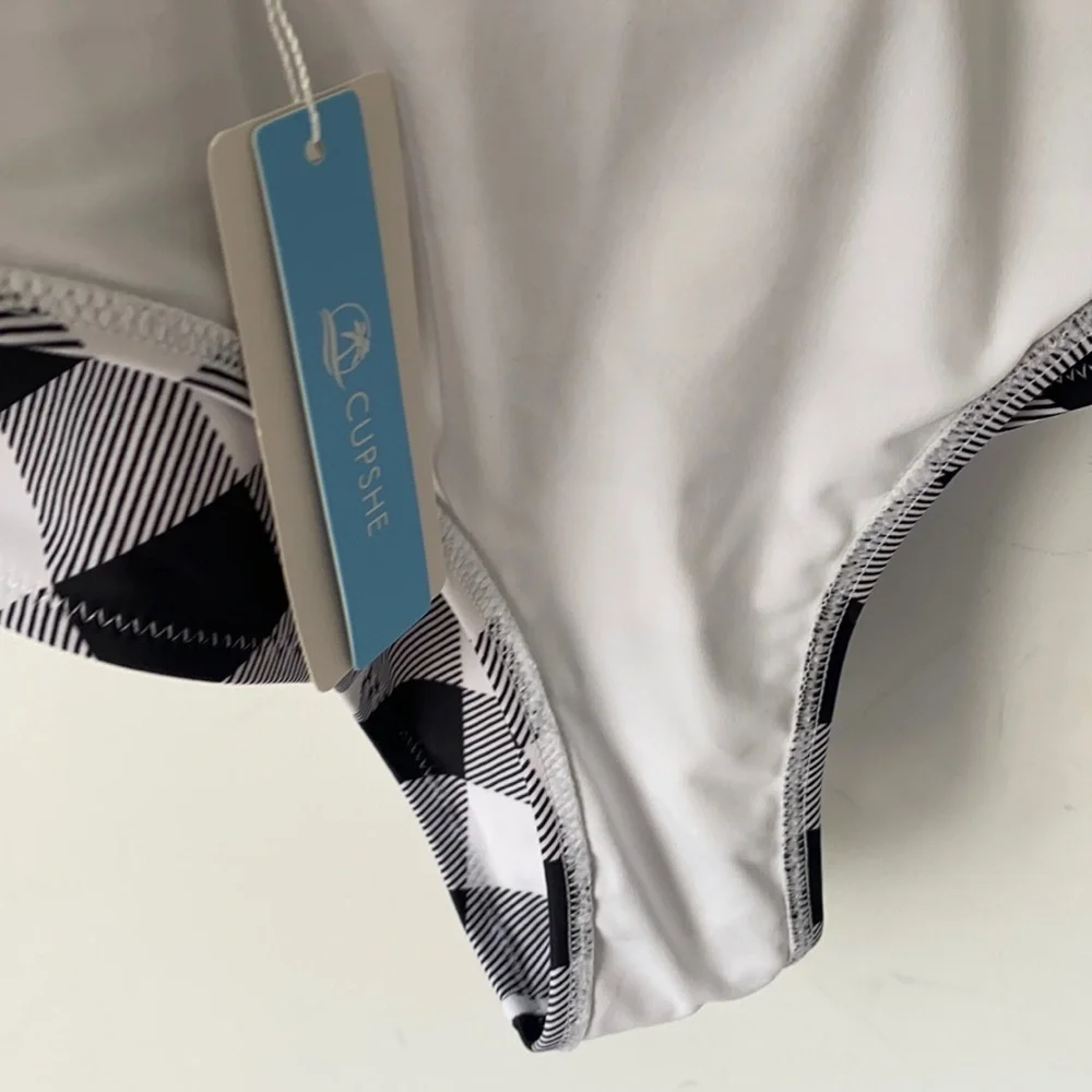 Cupshe‎ Black & White High Waisted Bikini Bottom, S